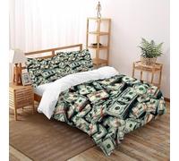 SHOVERKD Paquets de Dollars Housse De Couette 3 Pièces Wealth FinancialItems Parure De Lit Microfibre pour Adulte Et Enfant avec Fermeture Éclair E Taies d'oreiller Double（200x200cm）