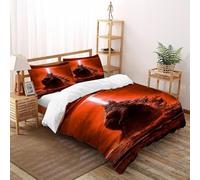 SHOVERKD Parure De Couette Godzilla Rayon Rouge Housse De Couette Animal Theme en Microfibre, Parure De Lit Adulte Enfant, Ensemble De Literie avec 2 Taie d'oreiller Super King（260x220cm）