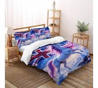 SHOVERKD Parure De Couette Licorne Union Jack Microfibre Parure De Lit Animal Theme Faune Sauvage De Housses De Couettes 3 Pièces avec 2 Taie d'oreiller Double（200x200cm）