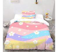 SHOVERKD Parure De Couette Waves Fleurs Housse De Couette Aesthetic Field Flora en Microfibre, Parure De Lit Adulte Enfant, Ensemble De Literie avec 1 Taie d'oreiller Single（135x200cm）