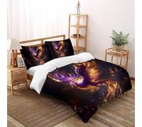 SHOVERKD Phénix Flamme Éclat Parure De Lit Double（200x200cm） Imprimé 3D Fantaisie Animal pour Enfants Et Adolescents en Microfibre Respirant avec Fermeture Éclair Literie Doux