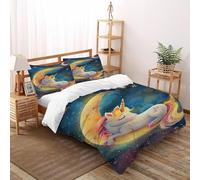 SHOVERKD Phoenix Feu Glace Imprimé Parure De Lit Microfibre Parure De Lit Adulte Ave Fermeture Éclair Animal Theme Faune Sauvage Housses De Couettes 3 Pièces Et 2 Taie d'oreiller Double（200x200cm）