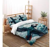 SHOVERKD Planer Macareux Liberté Ensemble De Lit King（220x240cm） Impression 3D WildVie Forêt Animal pour Enfants Et Adolescents en Microfibre Respirant avec Fermeture Éclair Literie Confort