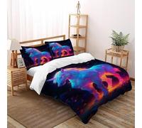SHOVERKD Planète de Lave Housse De Couette 3 Pièces Animal Theme Faune Sauvage Imprimé De Couvre-Lit Microfibre pour Chambre À Coucher Doux Et Confortable avec 2 Taie d'oreiller Super King(260x220cm)