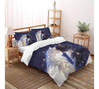 SHOVERKD Poussière d'étoile Chat Duo Union Ensemble De Lit Super King(260x220cm) Impression 3D Mignon Animal pour Famille en Microfibre Respirant avec Fermeture Éclair Literie Doux