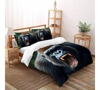 SHOVERKD Primordial Gorille Force Housse De Couette Double(200x200cm) Impression 3D Sauvage Animal pour Famille en Microfibre Respirant avec Fermeture Éclair Literie Doux