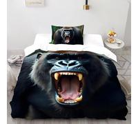 SHOVERKD Primordial Gorille Force Parure De Lit Single(135x200cm) Impression 3D Sauvage Animal pour Enfants Et Adolescents en Microfibre Respirant avec Fermeture Éclair Literie Confort