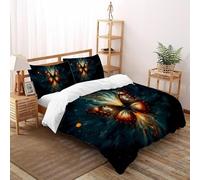 SHOVERKD Prisme Papillon Explosion Ensemble De Lit King（220x240cm） Imprimé 3D WildVie Forêt Terre pour Enfants Et Adolescents en Microfibre Respirant avec Fermeture Éclair Literie Doux