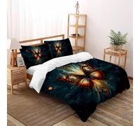 SHOVERKD Prisme Papillon Explosion Housse De Couette Double（200x200cm） Imprimé 3D WildVie Forêt Terre pour Famille en Microfibre Respirant avec Fermeture Éclair Literie Confort
