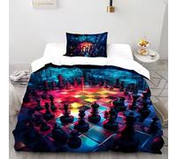 SHOVERKD Réseau Échecs Révolution Housse De Couette Single（135x200cm） Imprimé 3D pour Garçons Et Filles en Microfibre Respirant avec Fermeture Éclair Literie Confort