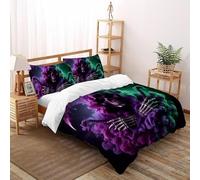 SHOVERKD Scythe Wraith Crâne Parure De Lit Super King(260x220cm) Impression 3D Halloween pour Famille en Microfibre Respirant avec Fermeture Éclair Literie Confort