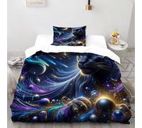 SHOVERKD Star Black Panther Housse De Couette 2 Pièces 3D Imprimé De Animaux de la Jungle Ensemble Literie Microfibre pour Adulte Et Enfant avec Taies d'oreiller Single（135x200cm）