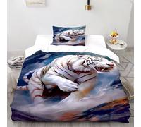 SHOVERKD Tigre Brume Housse De Couette 2 Pièces Animal Theme Wildlife 3D Motif Imprimé Ensemble Literie Microfibre pour Adulte Et Enfant avec Taies d'oreiller Single（135x200cm）