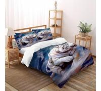 SHOVERKD Tigre Brume Housse De Couette 3 Pièces Parure De Couette Animal Theme Wildlife Microfibre 2 Taie d'oreiller Super King（260x220cm）