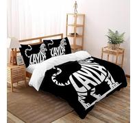 SHOVERKD Tigre Rugissement Blanc Lettre Parure De Lit Super King（260x220cm） Imprimé 3D Faune Terre Animal pour Famille en Microfibre Respirant avec Fermeture Éclair Literie Doux