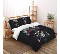 SHOVERKD Totem Crâne Parure De Lit Double(200x200cm) Impression 3D Halloween pour Enfants Et Adolescents en Microfibre Respirant avec Fermeture Éclair Literie Doux