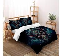 SHOVERKD Totem Sacré Crâne Parure De Lit King(220x240cm) Imprimé 3D Halloween pour Enfants Et Adolescents en Microfibre Respirant avec Fermeture Éclair Literie Doux