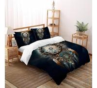 SHOVERKD Tradition Attrape-rêve Majesté Housse De Couette Double(200x200cm) Imprimé 3D pour Enfants Et Adolescents en Microfibre Respirant avec Fermeture Éclair Literie Confort
