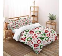 SHOVERKD Tradition Noël Icône Mix Parure De Lit Double(200x200cm) Impression 3D pour Enfants Et Adolescents en Microfibre Respirant avec Fermeture Éclair Literie Confort