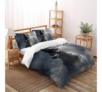 SHOVERKD Tyrannosaure Nuage Règne Housse De Couette Double（200x200cm） Impression 3D WildVie Let Animal pour Enfants Et Adolescents en Microfibre Respirant avec Fermeture Éclair Literie Confort