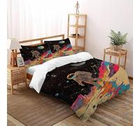 SHOVERKD Univers d'astronaute Housse De Couette 3 Pièces Ciel étoilé Themes Imprimé De Couvre-Lit Microfibre pour Chambre À Coucher Doux Et Confortable avec 2 Taie d'oreiller Double(200x200cm)