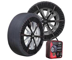 SHOW’7 ULTIMATE - Paire de Chaines Textiles à Neige Premium Kevlar - Performances Équivalentes à une Chaîne Métallique - Auto-Recentrage - Boîte de Transport et Gants inclus