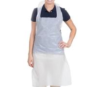 SHOW-ME Osler & Walsh Lot de 100 tabliers jetables de qualité supérieure pour homme et femme (blanc), 686 mm x 1170 mm, tabliers en polyéthylène pour adultes, 16 microns emballés à plat (taille et
