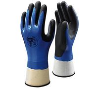 Showa 377M Gants multi-usages en nylon et polyester avec revêtement en nitrile et mousse de nitrile sur la paume de la main Bleu Taille M