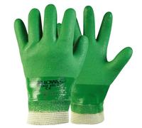 SHOWA 600,Gant de travail à usage général : imperméable, résistant aux produits chimiques et à l’abrasion, avec revêtement en PVC rugueux et doublure en coton,120 gants, taille Medium