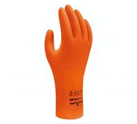 SHOWA 707HVO Lot de 12 paires de gants jetables biodégradables résistants aux produits chimiques Orange Taille XL 30,5 cm