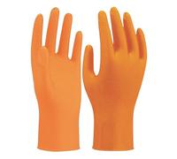 SHOWA 709HVO, 100% Nitrile - Résistant aux produits chimiques, Sans support, Usage unique, Orange haute visibilité, Caisse de 1000 gants, Tailles XL