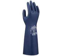 SHOWA CN751, Gant de protection chimique (Eco Best Technology), nitrile non supporté de longueur supérieure (380mm), intérieur floqué et finition avec motif de vagues, Tailles XL