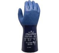 SHOWA CS720, Chemical Protection Gloves, Double Coated Nitrile, Food Approval, Blue, 1 Pair, Size, Large