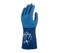SHOWA CS720, Gant de protection chimique, double enduction de nitrile sur doublure en polyester tricotée sans couture, finition rugueuse sur la paume et doublure poudrée pour évacuer l'humidité, Taill