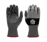 SHOWA MFT PRO 374, Mechanical and Industrial Protective Gloves, Flat Nitrile Palm Coating, Ultra-lightweight, Breathable, Grey, 12 Pairs, Size Large