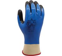 Showa Polyester Nylon Support Mesh Multipurpose Gloves, Interior Acrylic Fully Coated, Additional Nitrilee Foam Palm Lined Curtain, Blue, L/ 8, blue, 1