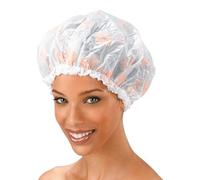Shower Cap - Floral Pattern, Vinyl material, elastic band, extra large, large, won't fall off your head, by Annie