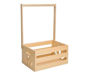Shower Crate - 35cm Portable Nursery Organizer, Robust Wooden Frame And Integrated Hanger Rack, Versatile Storage For Diapers And Keepsakes, Premium Natural Wood Construction, For New Parents