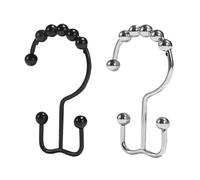 Shower Curtain Hooks Set - Acier inoxydable 7,8 x 4 cm 12 Pack | Shower Rod Hangers | Decorative Double Glide Liner Rings Smooth Sliding Rust Resistant For Bathroom Closet Hotel Dorm Gym Use