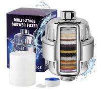 Shower Filter Anti-Calcaire 32 Étapes, Filtre Calcaire Douche Adoucisseur d'Eau Universel avec Cartouche Remplaçable, Élimine Chlore, Métaux Lourds et Impuretés, Soin pour Peau et Cheveux