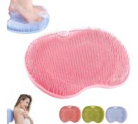 Shower Foot and Back Scrubber Massage Pad, Shower Wall Mounted Back Scrubber Massage Pad with Non-Slip Suction Cups,Soothes Tired Achy Feet and Scrubs Feet Clean, for Men/Women (Pink)