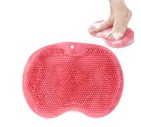 Shower Foot Scrubber Mat, Exfoliating Foot & Back Washer with Non-Slip Suction Cups, Wall-Mounted Bath Cleaning Pad for Men & Women (Pink)