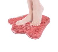 Shower Foot Scrubber, Silicone Massage Mat, Suction Cup Non-Slip Pad, 12.6x12.2x1.3 inches, Washer, Flexible Cleaning Tool, for Heel Dead Skin Back Body Tub Dorm Apartment Use