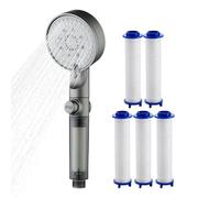 Shower Head, Handheld Sprayer, 5 Setting Adjustable Flow, Built in Filtration System, Silicone Nozzle Anti Clog Design, Multi Use Shower Attachment 10.63x3.54 Inch for Home Bathroom Gym Dorm Apartment