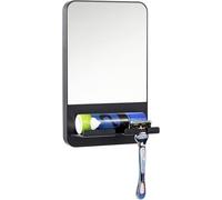 Shower Mirror Anti-Fog Shaving Mirror With Razor Holding, Anti-Fog Mirror No Drilling, Sucking Shaving, Towel Waves, Shatterproof And Waterproof, Black