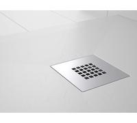 Shower Online Receveur de douche en résine PLES - 80x140 - Texture Ardoise - Antidérapant - Toutes les tailles disponibles - Y compris la Grille en Acier Inoxydable et la Bonde - Blanco RAL 9003