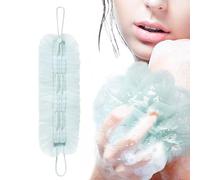 Shower Pouf, Bath Puff, 2in1 Mesh Puff Ball with 5 Inches Diameter, Skin Cleansing Sponge for Body Wash, Daily, Showers, Family, Presents, Man, Women, Adults Use Gray White