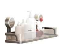 Shower Rack Caddy Organizer, Basket Tray Suction Cup Mount Hooks, Bathroom Storage Holder, Excellent for Bathtub, Gym, RV, Apartment, Spa, and Compact Shower Spaces, 15.75x3.98x7.13 inches