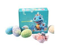 Shower Salt Ball - Dinosaur Egg 6 Pieces | Bubble Bath Soak Body Cleanser Bath Bomb Set | Foaming Baths Balls For Kids Boys Spa Home Travel Bathroom Hotel Fun Baths Time Toy Use