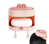 Shower Scrubber Body, Built-In Soap Holder, 4.33 Inches Double-Sided Brush, Handheld Skin Cleansing Massager for Bath, Back Wash Tool, Women & Men
